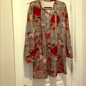 Red flower and plaid dress- great for spring!